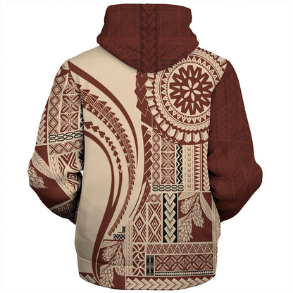 Samoa Sherpa Hoodie Samoan Siapo Brown Design