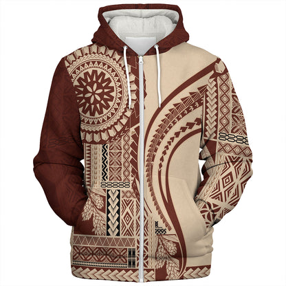 Samoa Sherpa Hoodie Samoan Siapo Brown Design