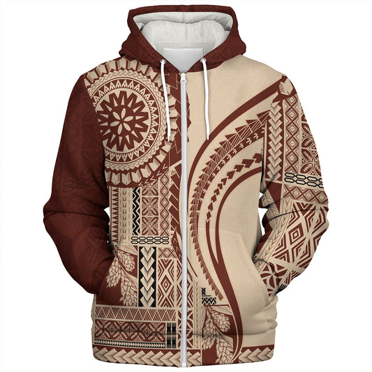 Samoa Sherpa Hoodie Samoan Siapo Brown Design