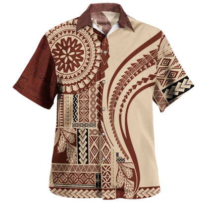 Samoa Hawaiian Shirt Samoan Siapo Brown Design