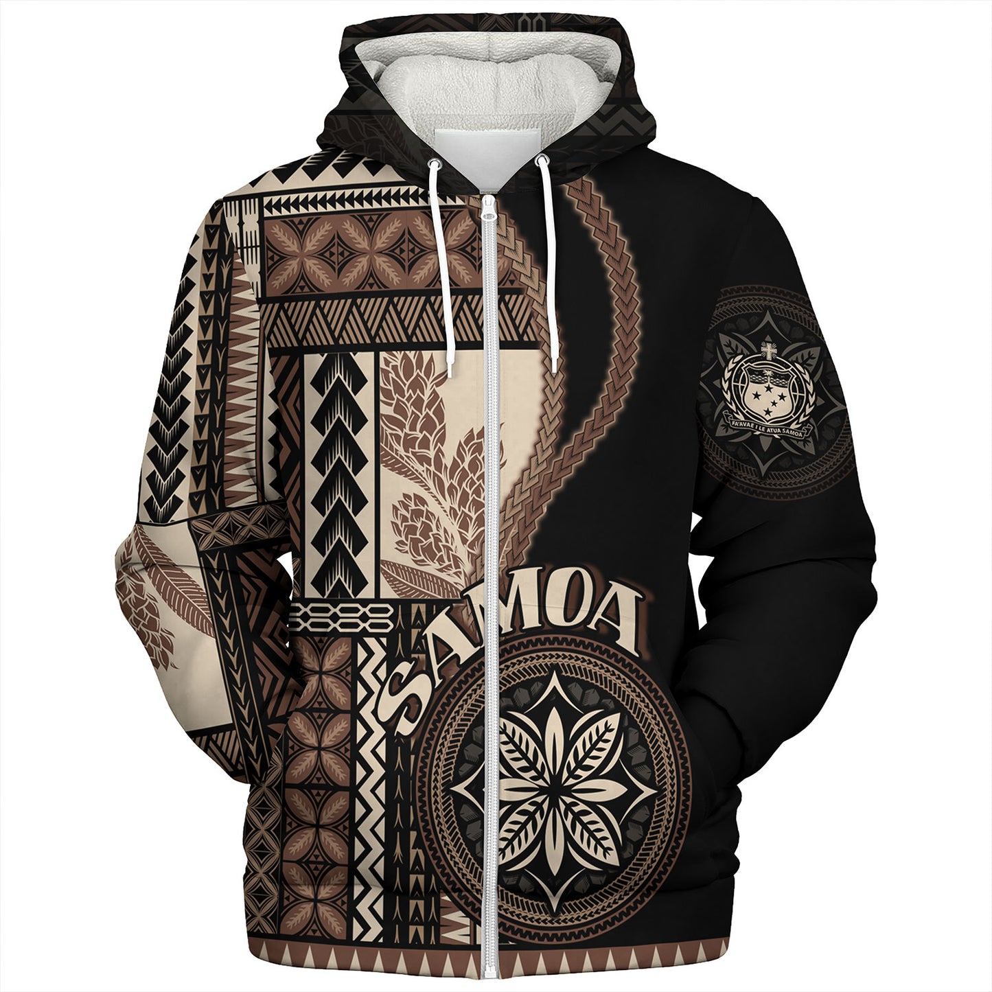 Samoa Sherpa Hoodie Custom Samoan Siapo Motif Classic Style
