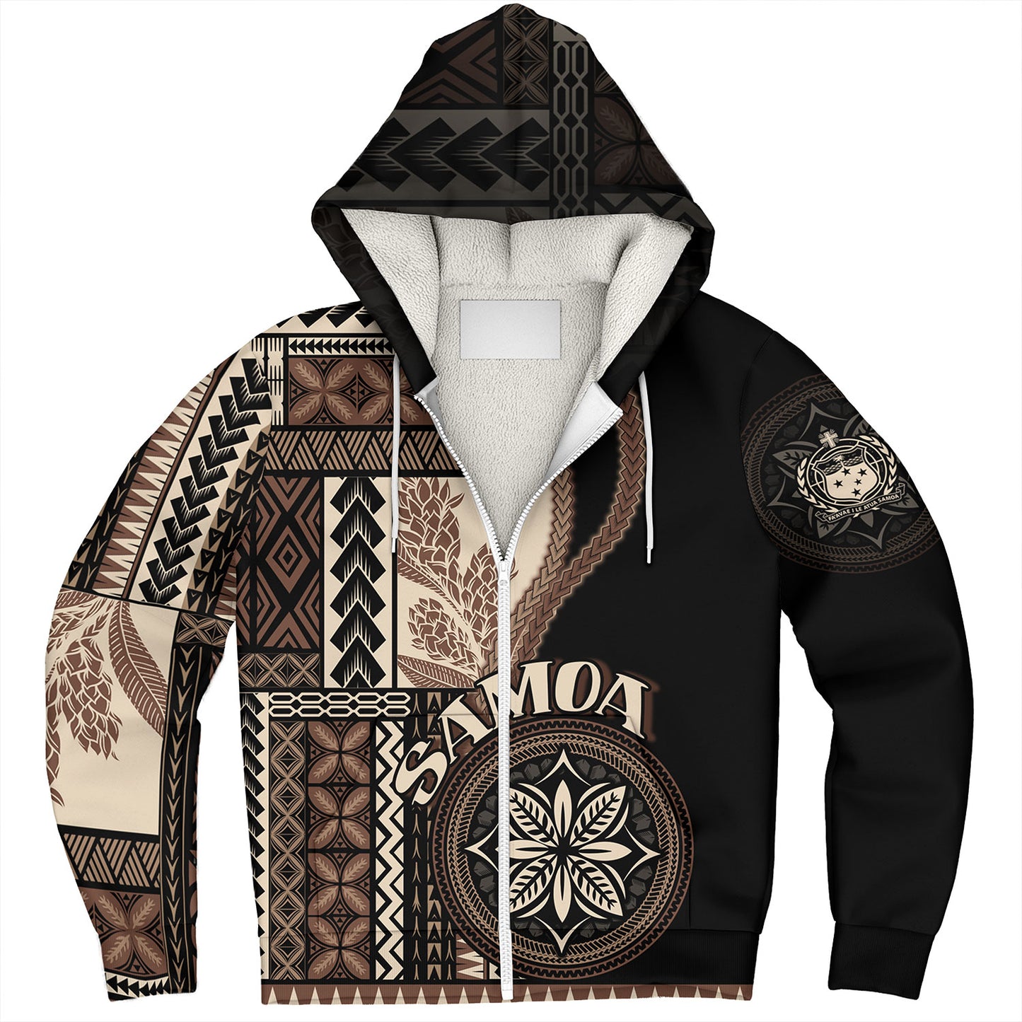Samoa Sherpa Hoodie Custom Samoan Siapo Motif Classic Style