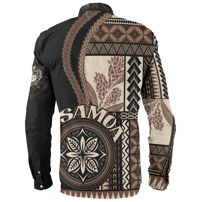Samoa Long Sleeve Shirt Custom Samoan Siapo Motif Classic Style