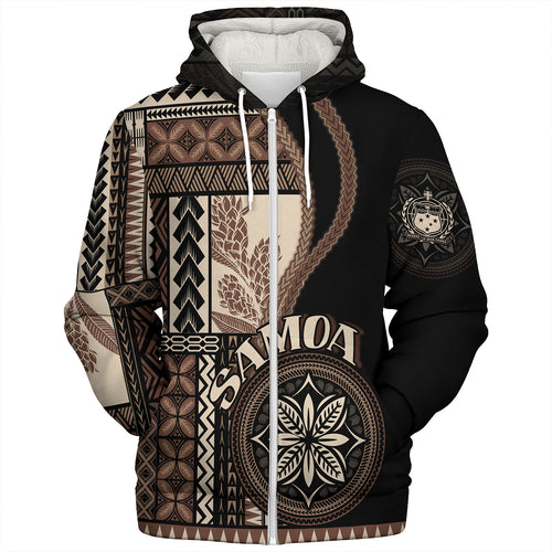 Samoa Sherpa Hoodie Custom Samoan Siapo Motif Classic Style