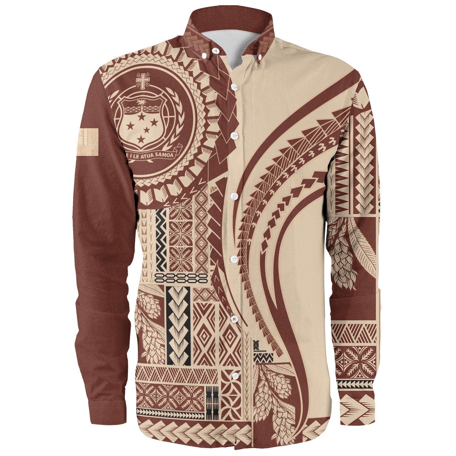 Samoa Long Sleeve Shirt Seal Samoan Siapo Brown Design