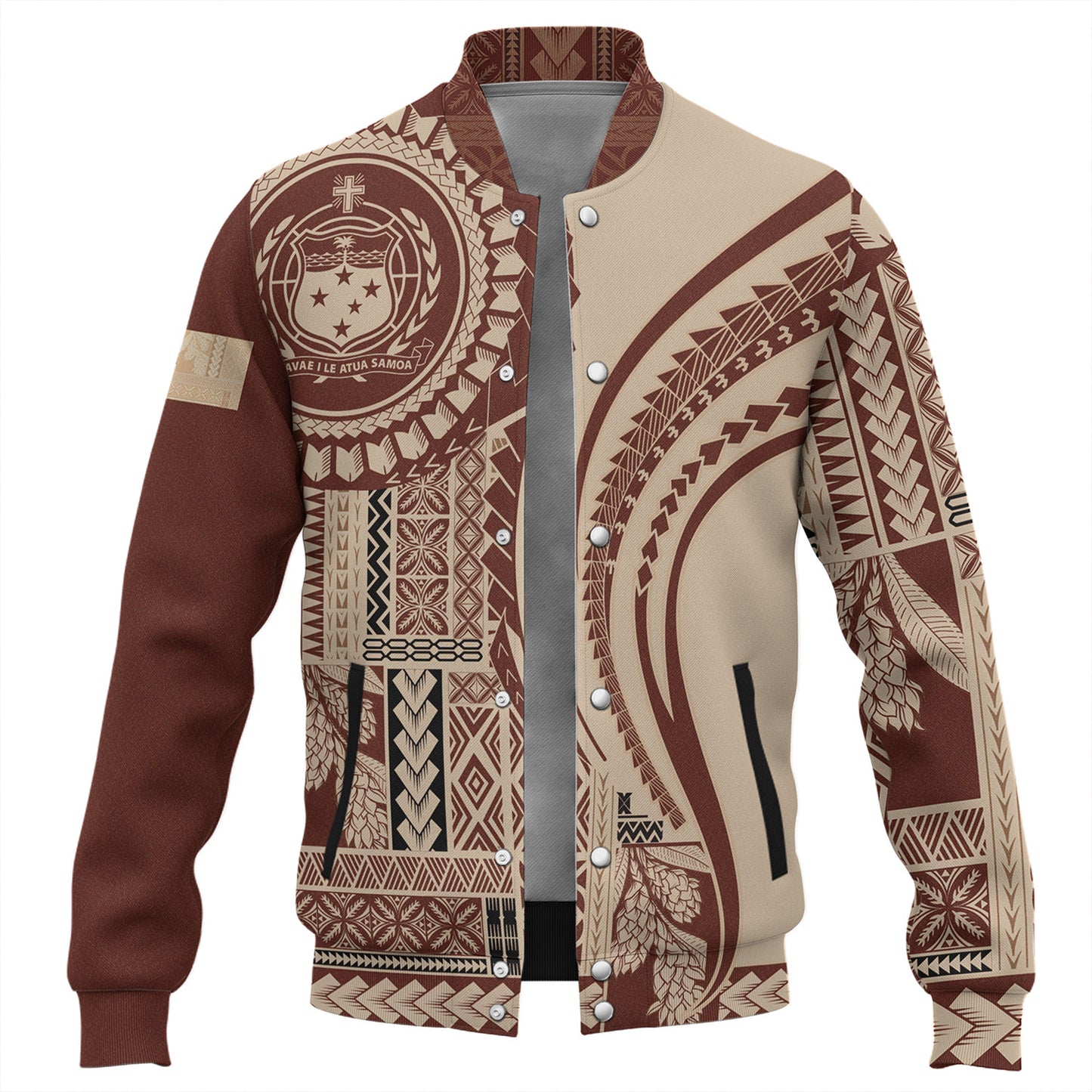 Samoa Baseball Jacket Seal Samoan Siapo Brown Design