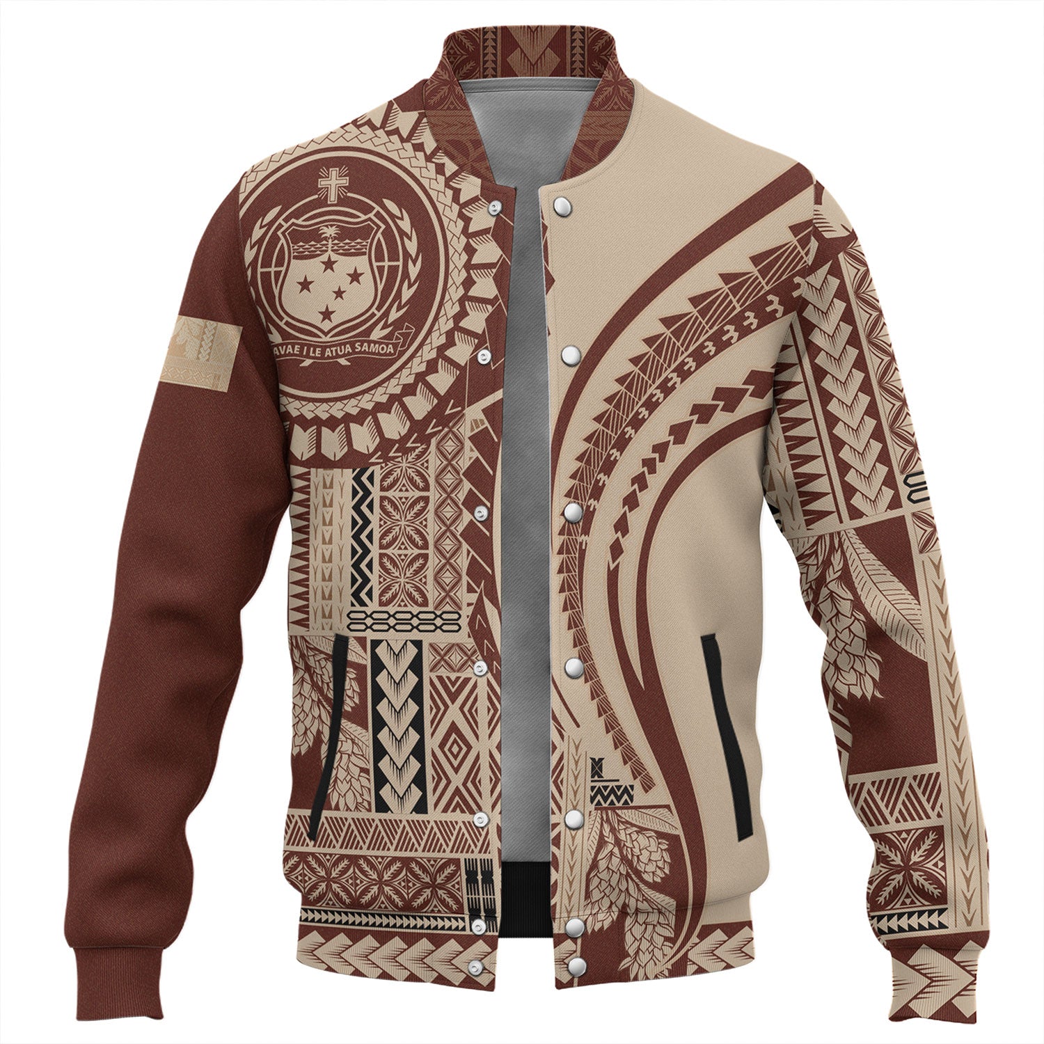 Samoa Baseball Jacket Seal Samoan Siapo Brown Design