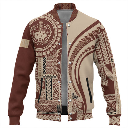 Samoa Baseball Jacket Seal Samoan Siapo Brown Design