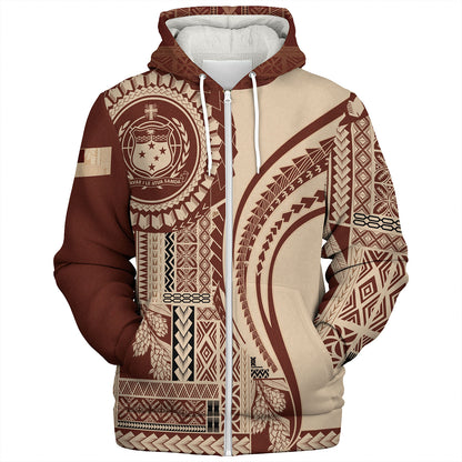 Samoa Sherpa Hoodie Seal Samoan Siapo Brown Design