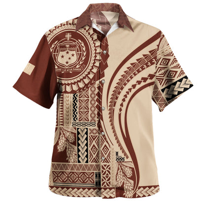 Samoa Hawaiian Shirt Seal Samoan Siapo Brown Design