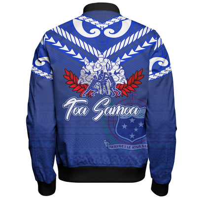 Samoa Custom Personalised Bomber Jacket Toa Samoa Tribal Pattern