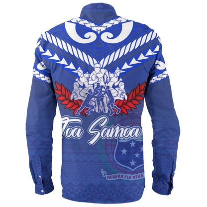 Samoa Custom Personalised Long Sleeve Shirt Toa Samoa Tribal Pattern