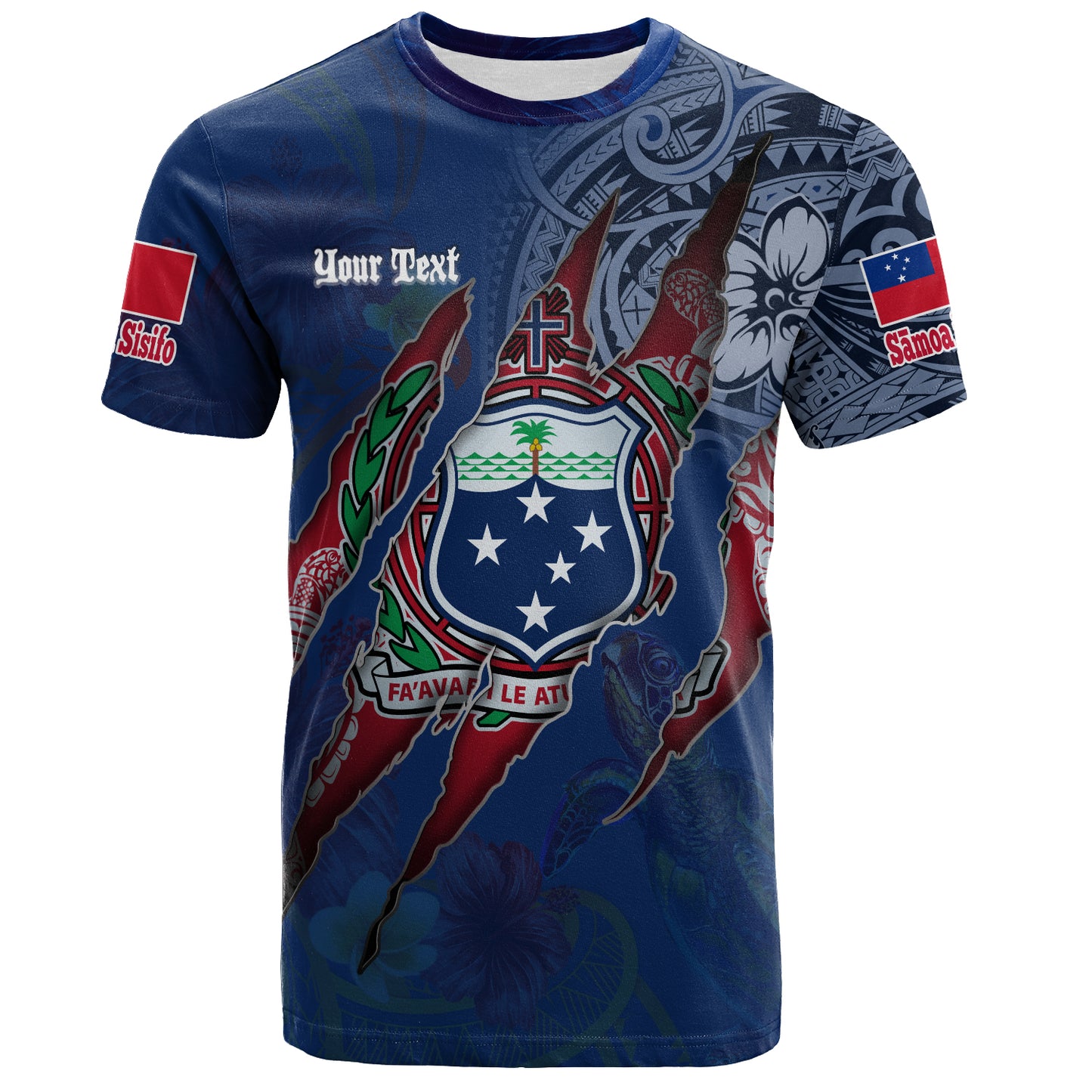 Samoa T-Shirt Custom Samoan Blood Inside Me Polynesian Sleeve Tattoo Tropical Blue