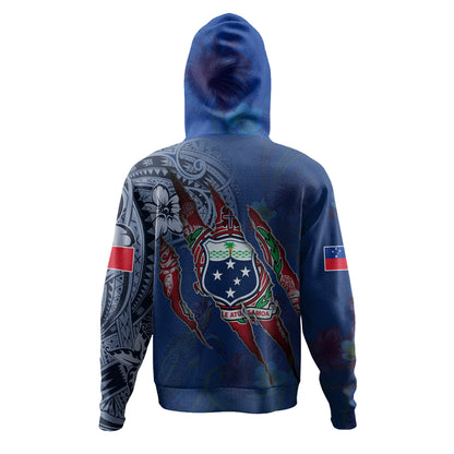 Samoa Hoodie Custom Samoan Blood Inside Me Polynesian Sleeve Tattoo Tropical Blue