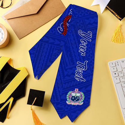 Samoa Graduation Stole Custom Floral Ulafala Lei Style Blue