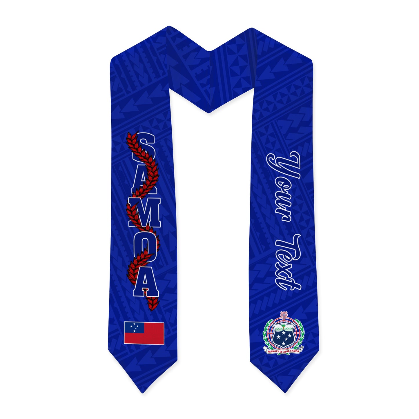 Samoa Graduation Stole Custom Floral Ulafala Lei Style Blue