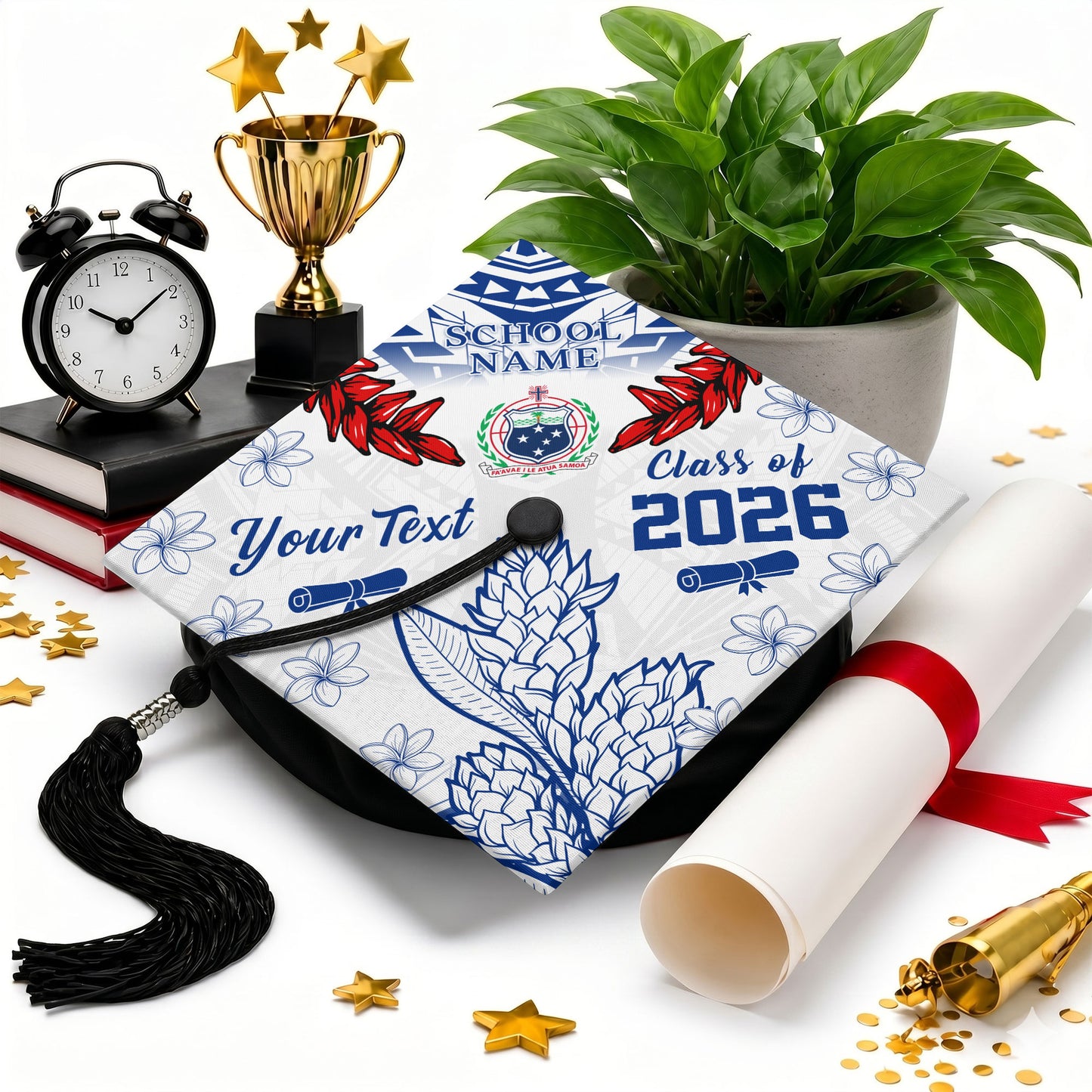 Samoa Graduation Cap Custom 2026 Polynesian Floral Ulafala In My Heart