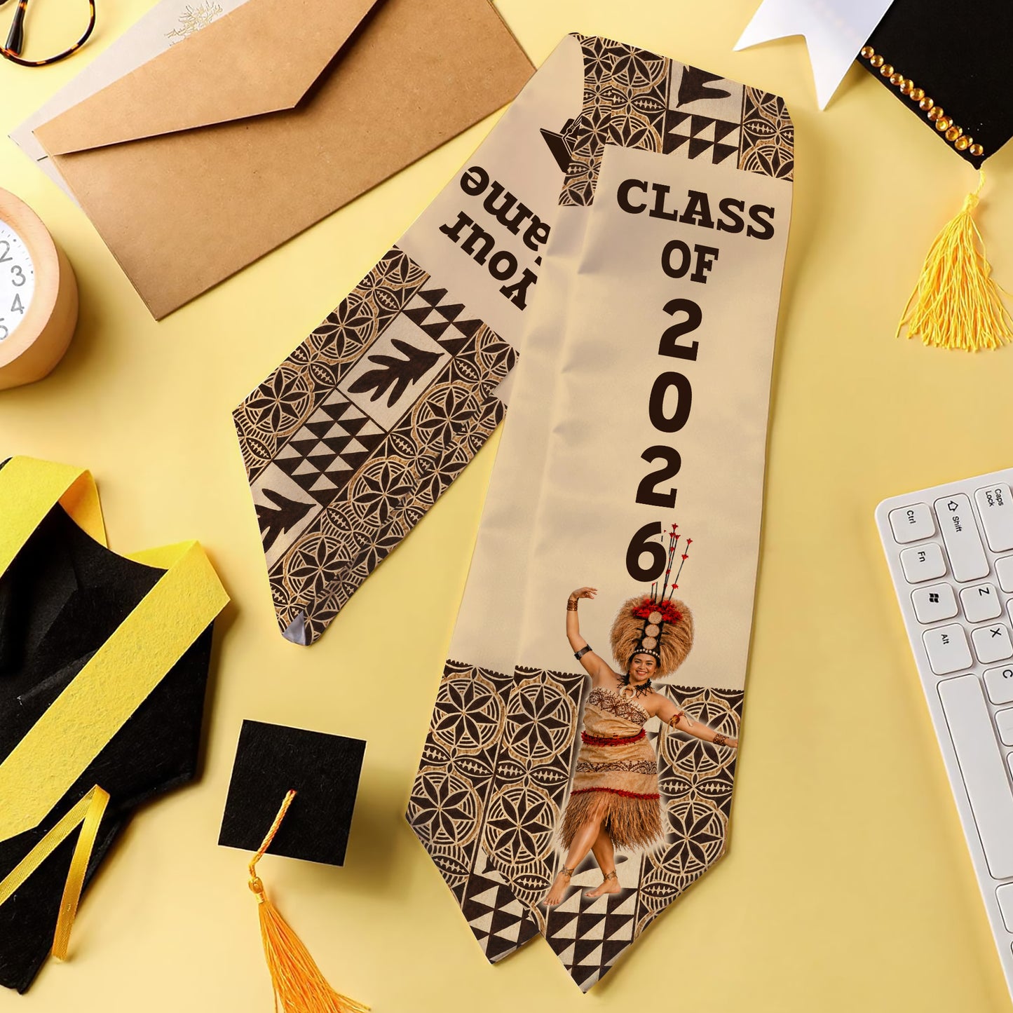 Samoa Graduation Stole Custom Class 2026 Tapa Traditional Style