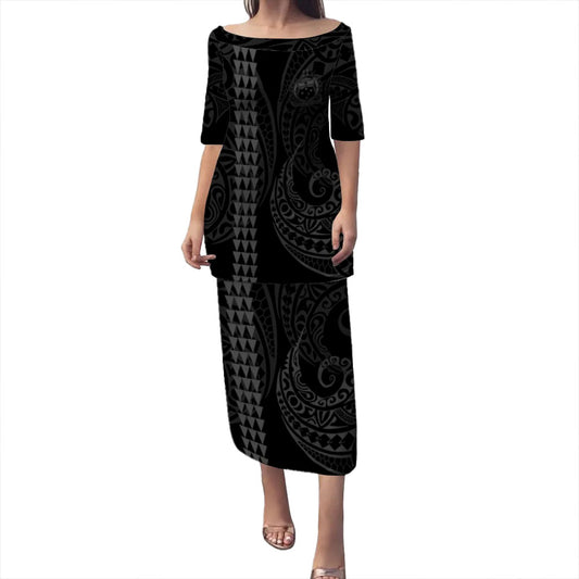 Samoa Puletasi Kakau Style Gray