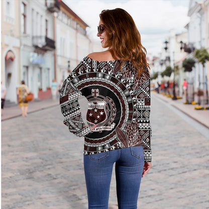 Samoa Off Shoulder Sweatshirt Masi Dobby Special Design