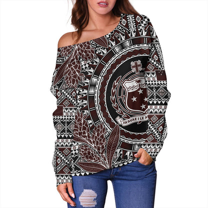 Samoa Off Shoulder Sweatshirt Masi Dobby Special Design
