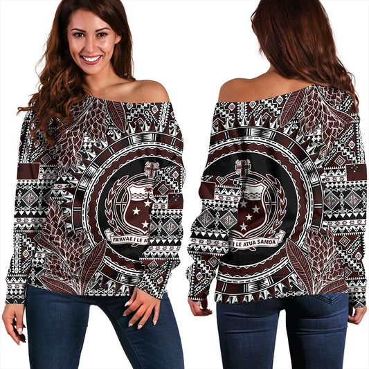Samoa Off Shoulder Sweatshirt Masi Dobby Special Design