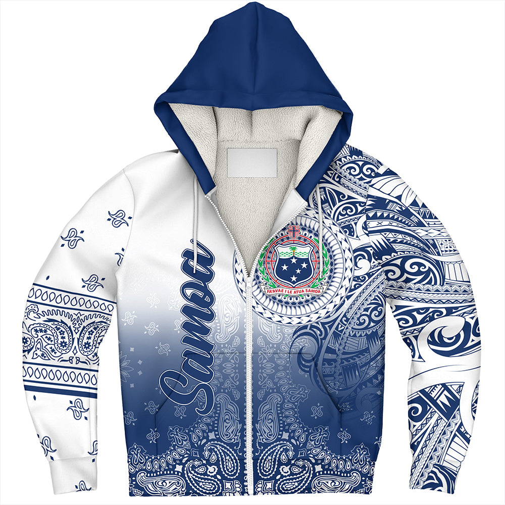 Samoa Sherpa Hoodie Custom Pattern With Paisley Style