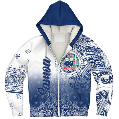 Samoa Sherpa Hoodie Custom Pattern With Paisley Style