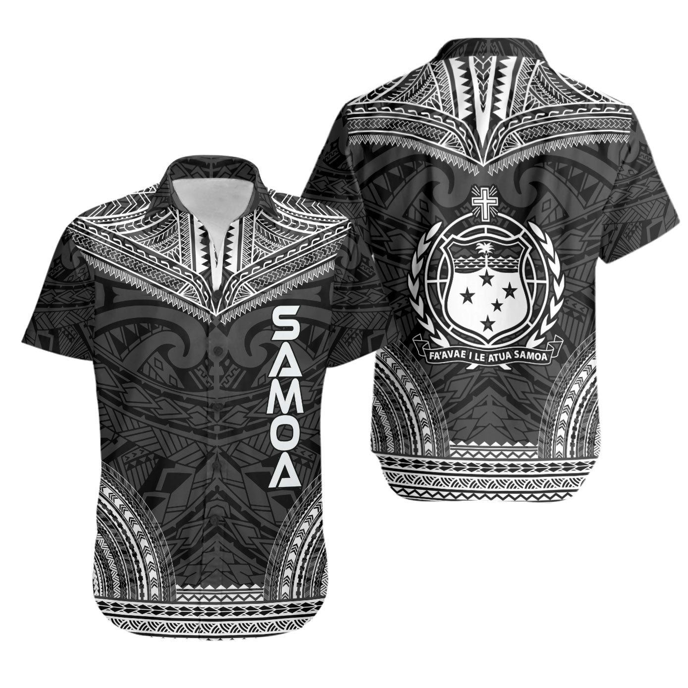 Samoa Polynesian Chief Short Sleeve Shirt - Black Version