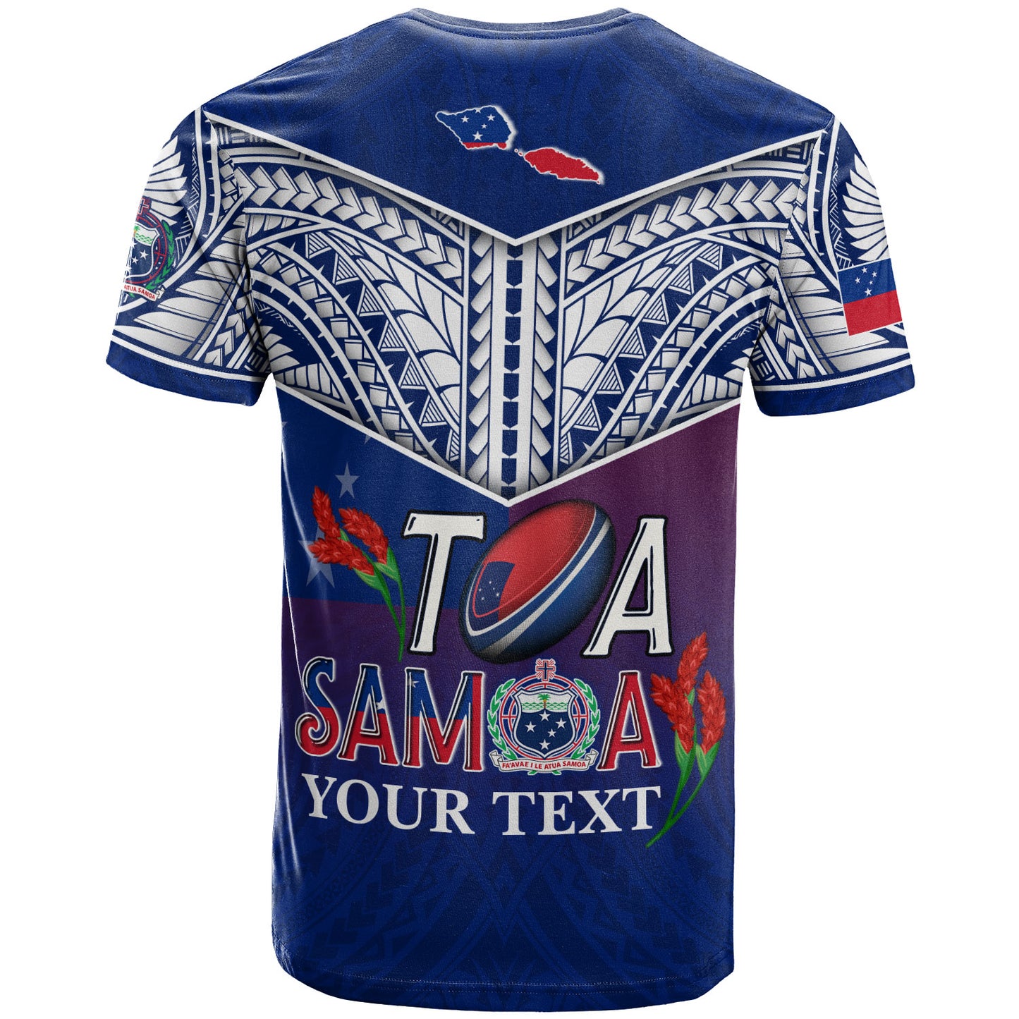 Samoa Custom Personalised T-Shirt Toa Samoa Teuilia Flowers Style