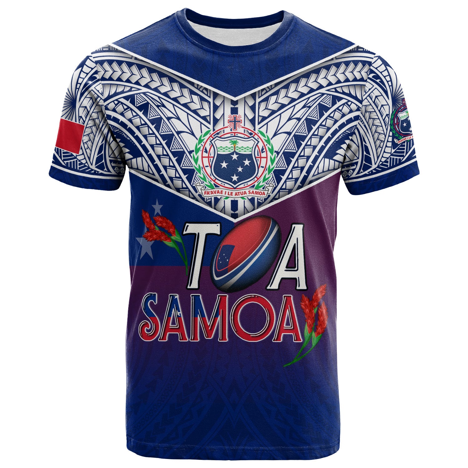 Samoa Custom Personalised T-Shirt Toa Samoa Teuilia Flowers Style