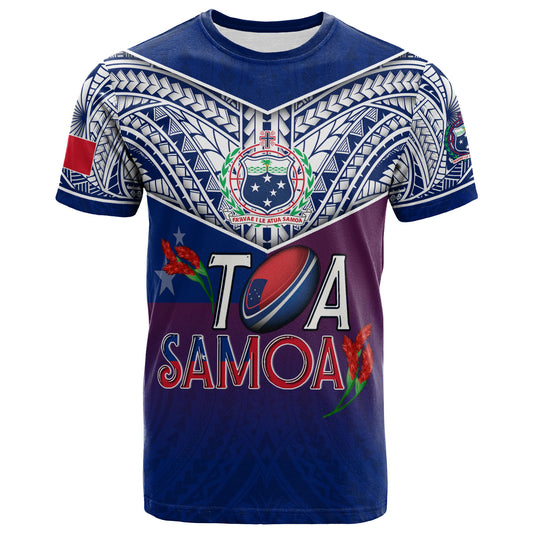 Samoa Custom Personalised T-Shirt Toa Samoa Teuilia Flowers Style
