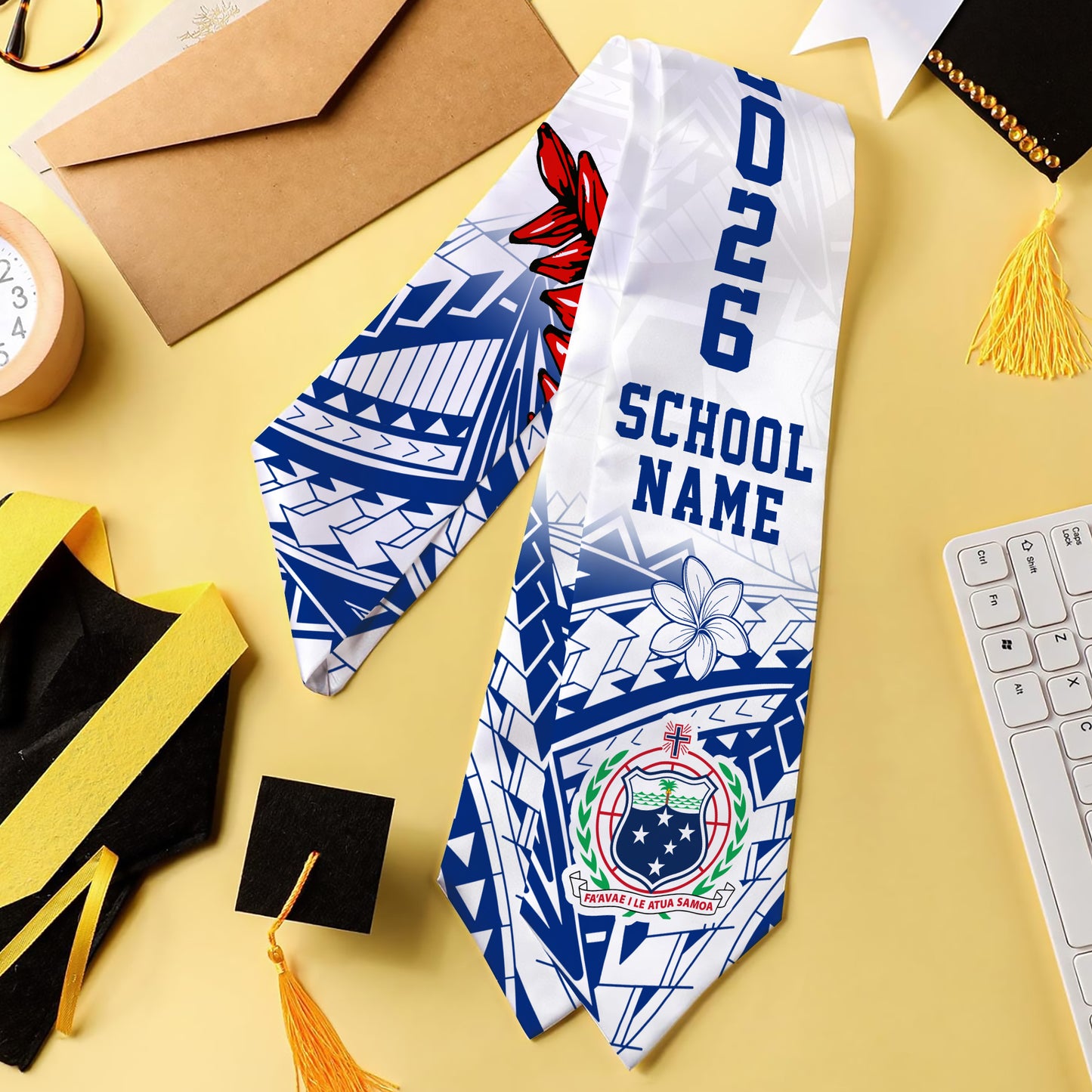 Samoa Graduation Stole Tribal Coat Of Arms Ula Fala Original Style