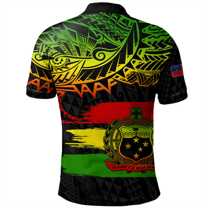 Samoa Polo Shirt Tribal Polynesian Grunge Reggae