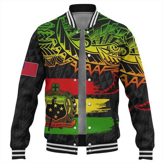 Samoa Baseball Jacket Tribal Polynesian Grunge Reggae