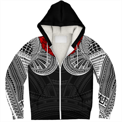 Samoa Sherpa Hoodie Ula Fala Tatau Design