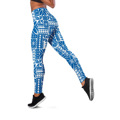 Samoa Legging Siapo Design Tribal Pattern Blue