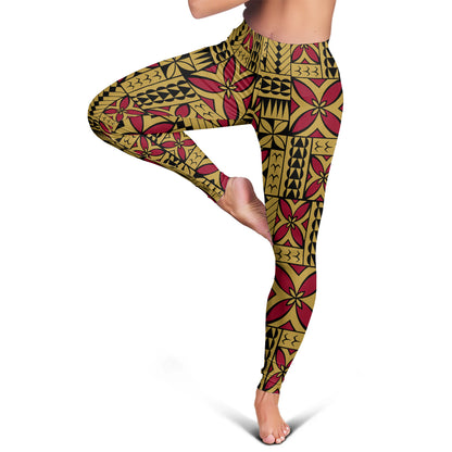Samoa Legging Siapo Design Tribal Pattern Yellow