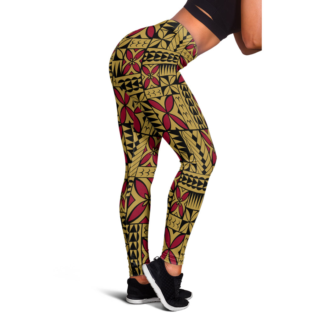 Samoa Legging Siapo Design Tribal Pattern Yellow