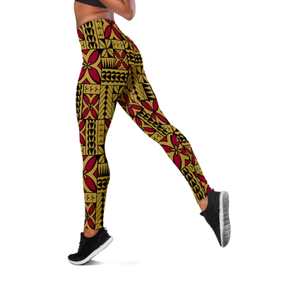 Samoa Legging Siapo Design Tribal Pattern Yellow