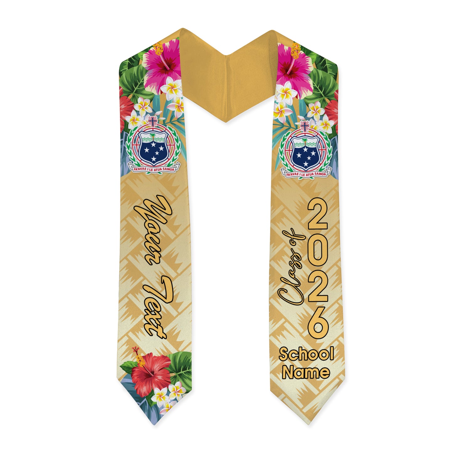 Samoa Graduation Stole Custom Class 2026 Tropical Hibiscus Island Pride