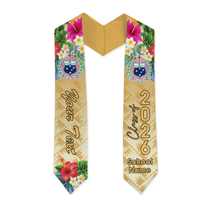 Samoa Graduation Stole Custom Class 2026 Tropical Hibiscus Island Pride