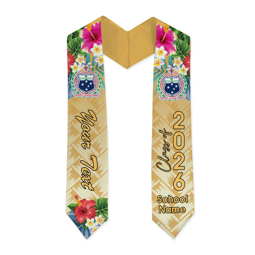 Samoa Graduation Stole Custom Class 2026 Tropical Hibiscus Island Pride