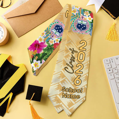 Samoa Graduation Stole Custom Class 2026 Tropical Hibiscus Island Pride