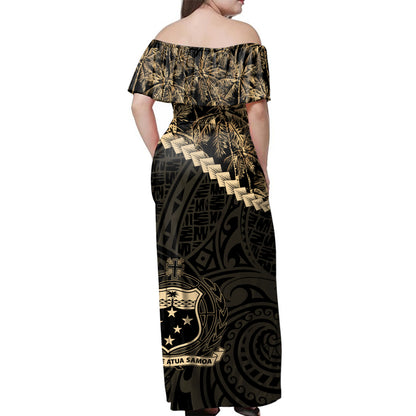 Samoa Woman Off Shoulder Long Dress Coconut Tree Style