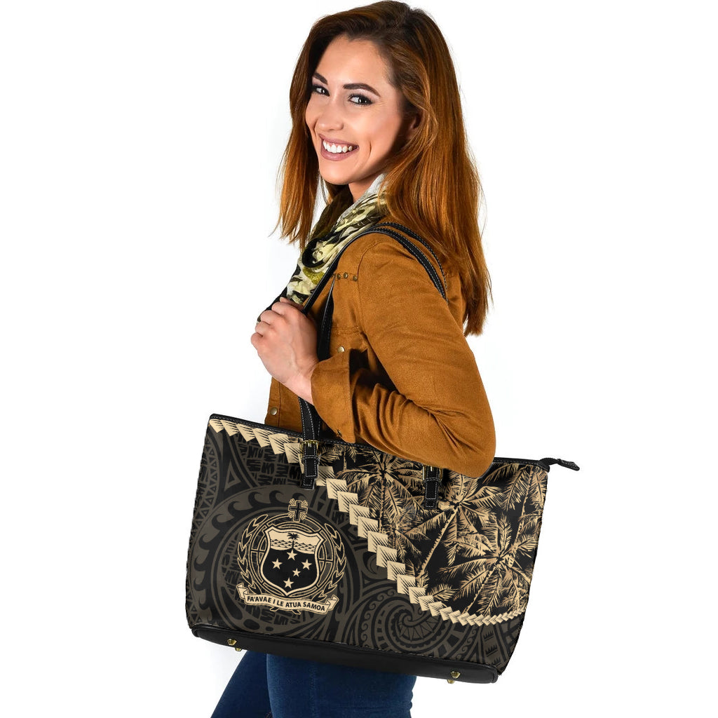 Samoa Leather Tote Bag Coconut Tree Style