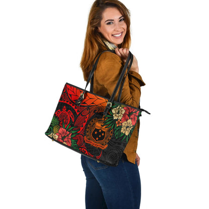 Samoa Leather Tote Bag Polynesian Turtle Tropical