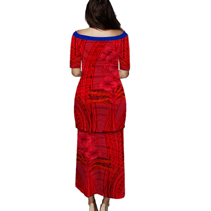 Samoa Puletasi - Samoa Flag With Seal Teuilia Flowers Tradition Patterns
