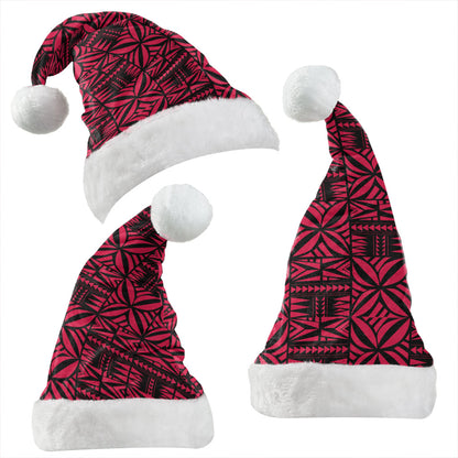 Samoa Christmas Hat Design Stretch Print Fabric Red