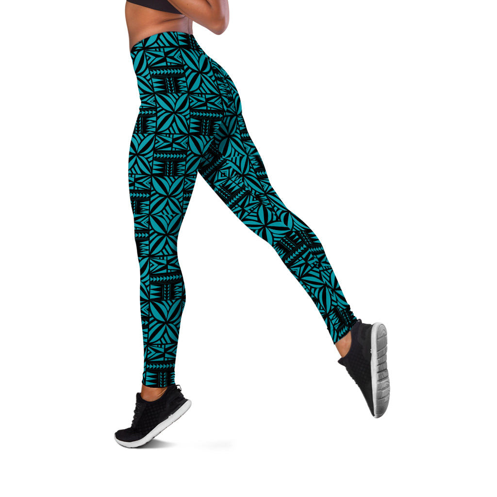 Samoa Legging Design Stretch Print Fabric Turquoise